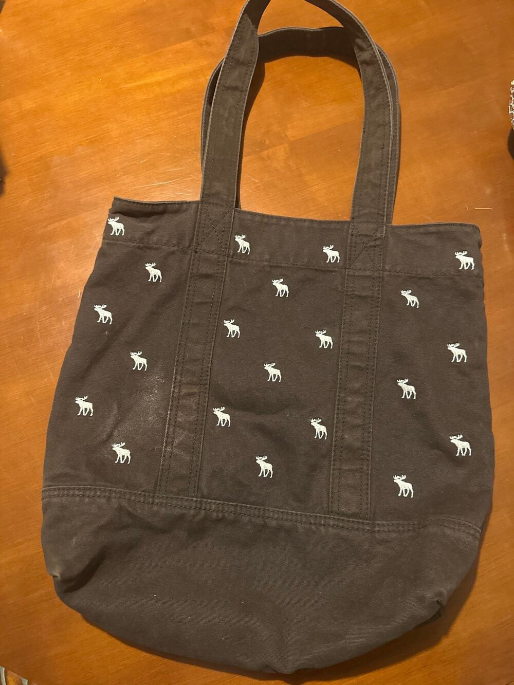 Abercrombie & Fitch Black Canvas Moose Logo Tote Bag